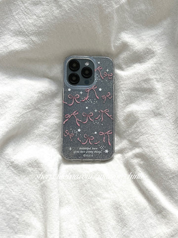 Gentle temperament glitter bow mobile phone case