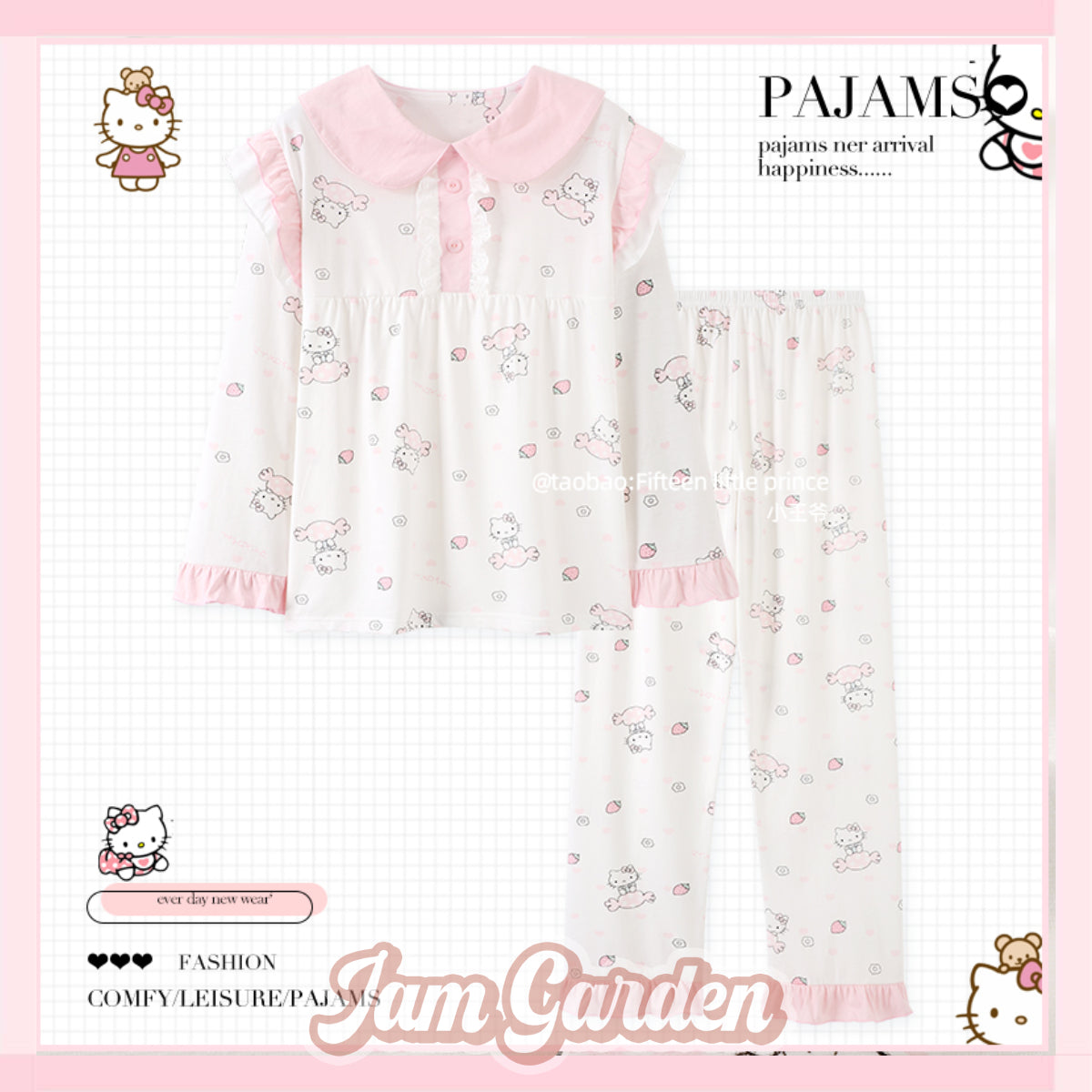 Hellokitty Pajamas Spring and Autumn Pure Cotton Long-sleeved Pajamas