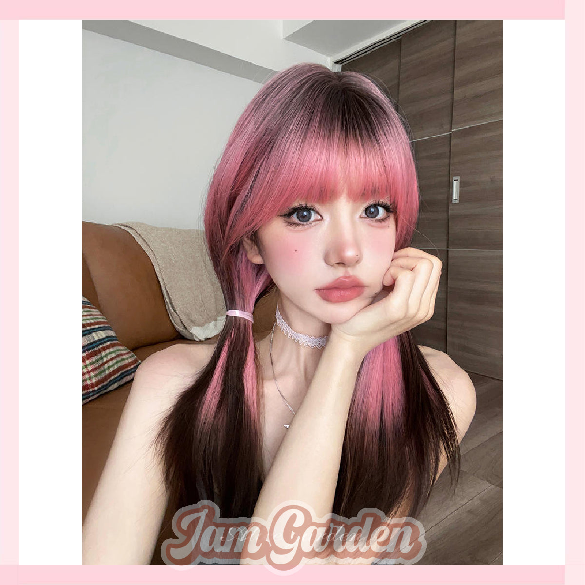 Wig for women with medium and long hair internet celebrity dyed lolita