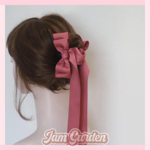 Colorful fabric double large bow tassel hairpin