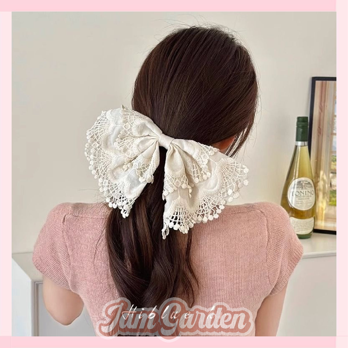 Dollette bow hairpin spring clip ponytail clip