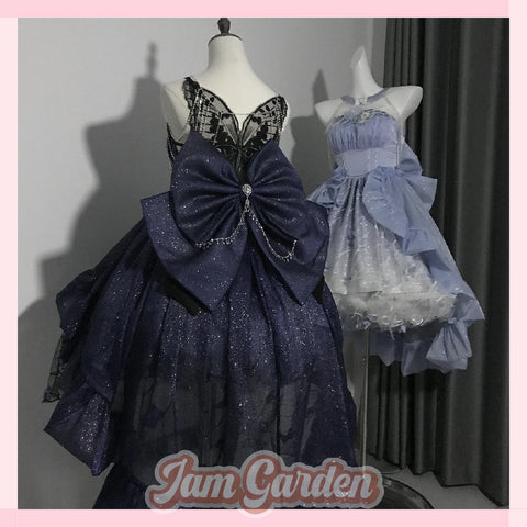 Moonlight gem trailing shiny big bow original lolita dress