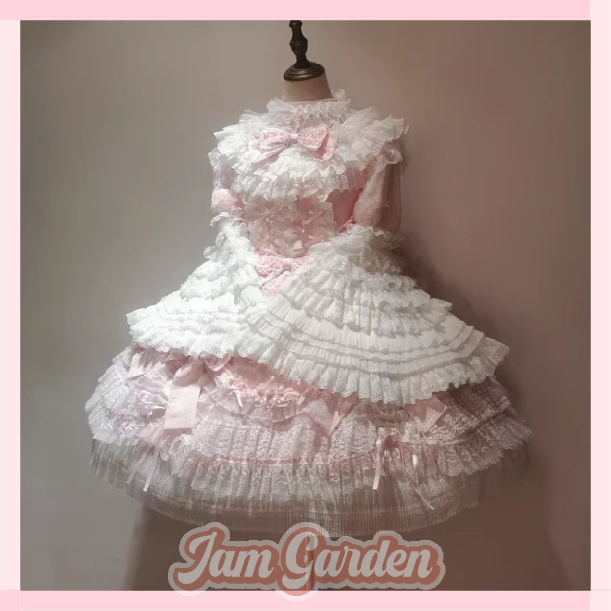 Dream Island Fantasy Long and Short Multi-layer Lace Pink Doll Lolita Dress