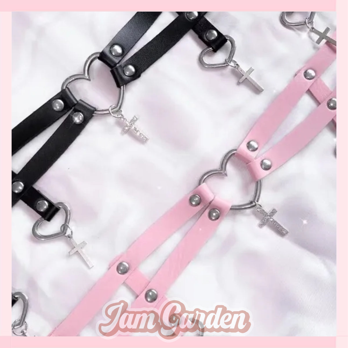 Handmade landmine subculture PU leather love cross pendant belt