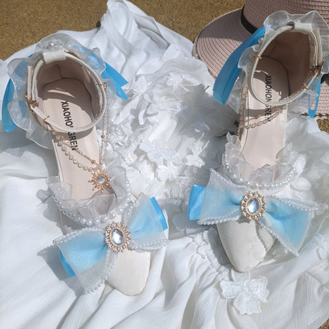 Original bride high heels lolita pink blue stiletto