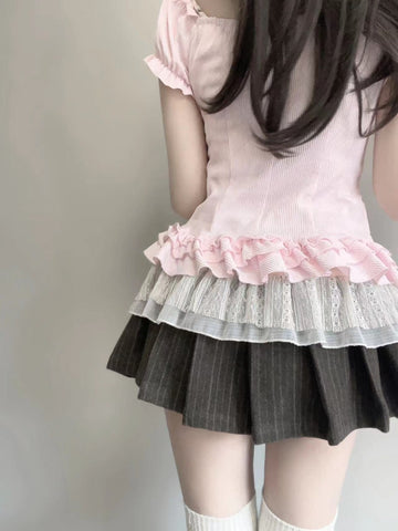 Pink whitening two-wear girl Japanese style suit