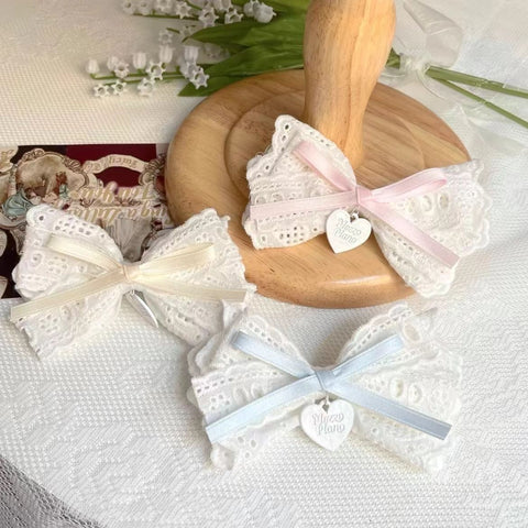 Sweet Lace Bow Heart Pendant Hairpin