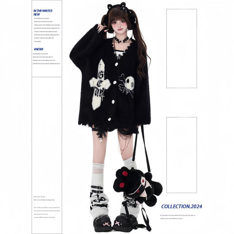 Original design subculture imitation mink niche cardigan sweater