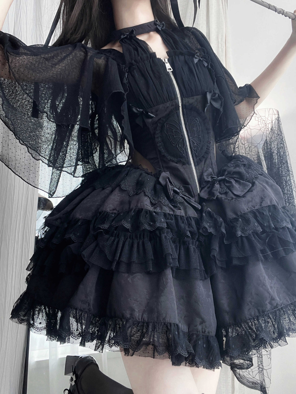 Black Butterfly Lolita Original Design Gothic Ballet Style Dress