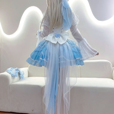 Original lolita blue and white gradient dress