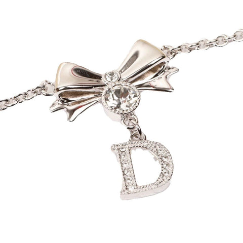 Bow pendant necklace vintage CD letter pink diamond necklace