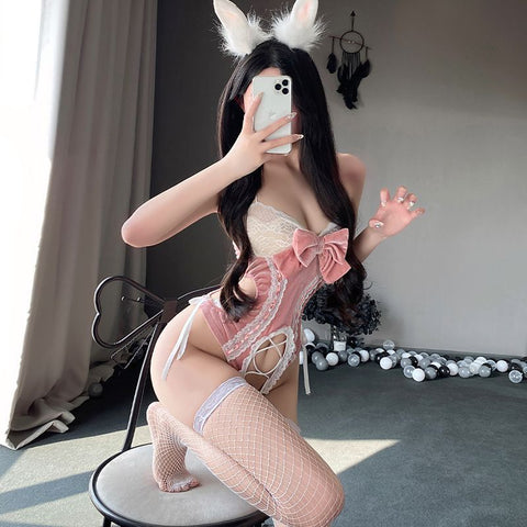 Sexy lingerie pure desire bunny girl sexy strappy bodysuit