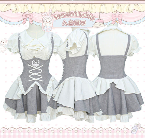 Moonlight puppet top + overalls skirt