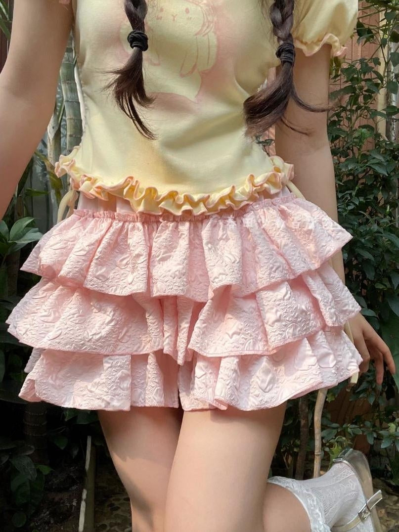 Soft Girl All-Match Three-Dimensional Crumpled Cake Skirt Pumpkin Pants - Jam Garden