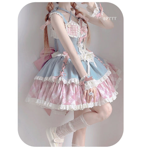 Sweetheart denim design lolita lace suspenders lolita sweet dress