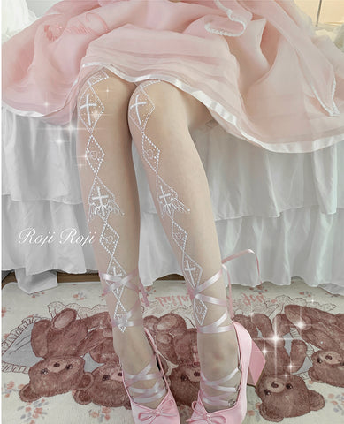 Lolita Socks Japanese Print Pantyhose - Jam Garden