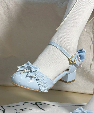 Lace pearl retro sweet simple versatile bow shoes