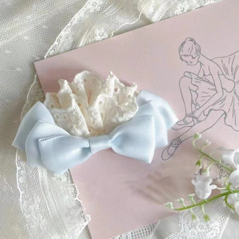 Elegant pink lace bow hairpin