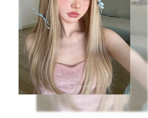 Long Straight Hair Cute Lolita Golden Japanese Wig - Jam Garden
