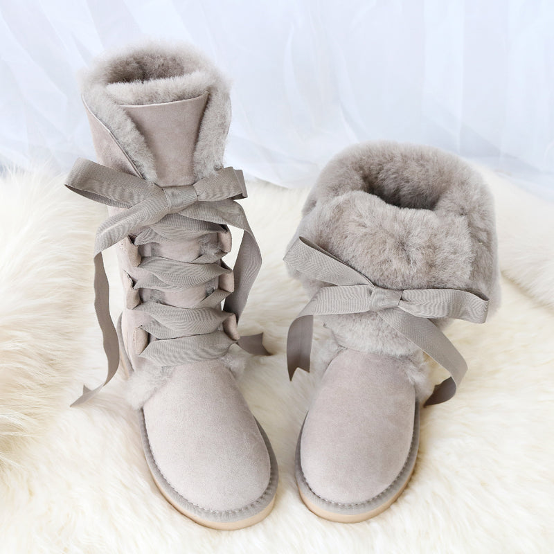 Australian sheepskin fur snow boots women's high boots