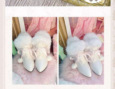 Princess style fur short boots for women 2024