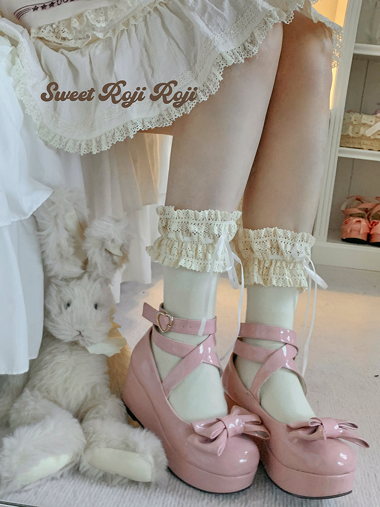 Lolita socks women autumn bowknot mid-tube socks