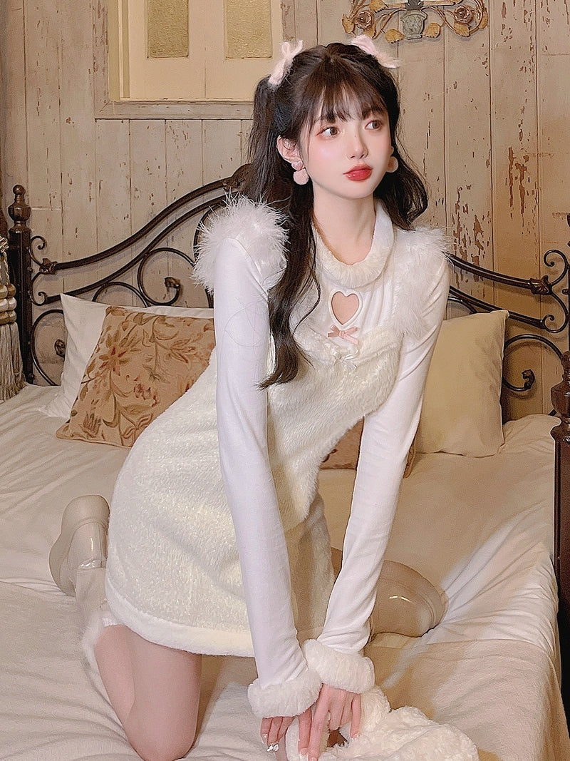 Bobon21 Edelweiss Winter Plush Suspender Dress