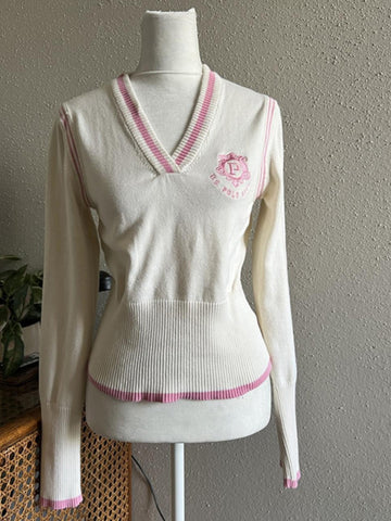 Original apricot V-neck waist sweater