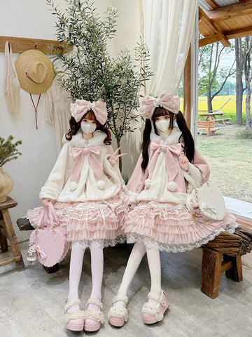 Fluffy rabbit cloak wool cute autumn and winter rabbit ear cloak