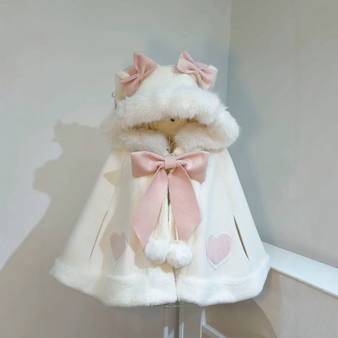 Fluffy rabbit cloak wool cute autumn and winter rabbit ear cloak