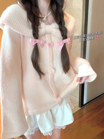 Women's pink bow sweater coat