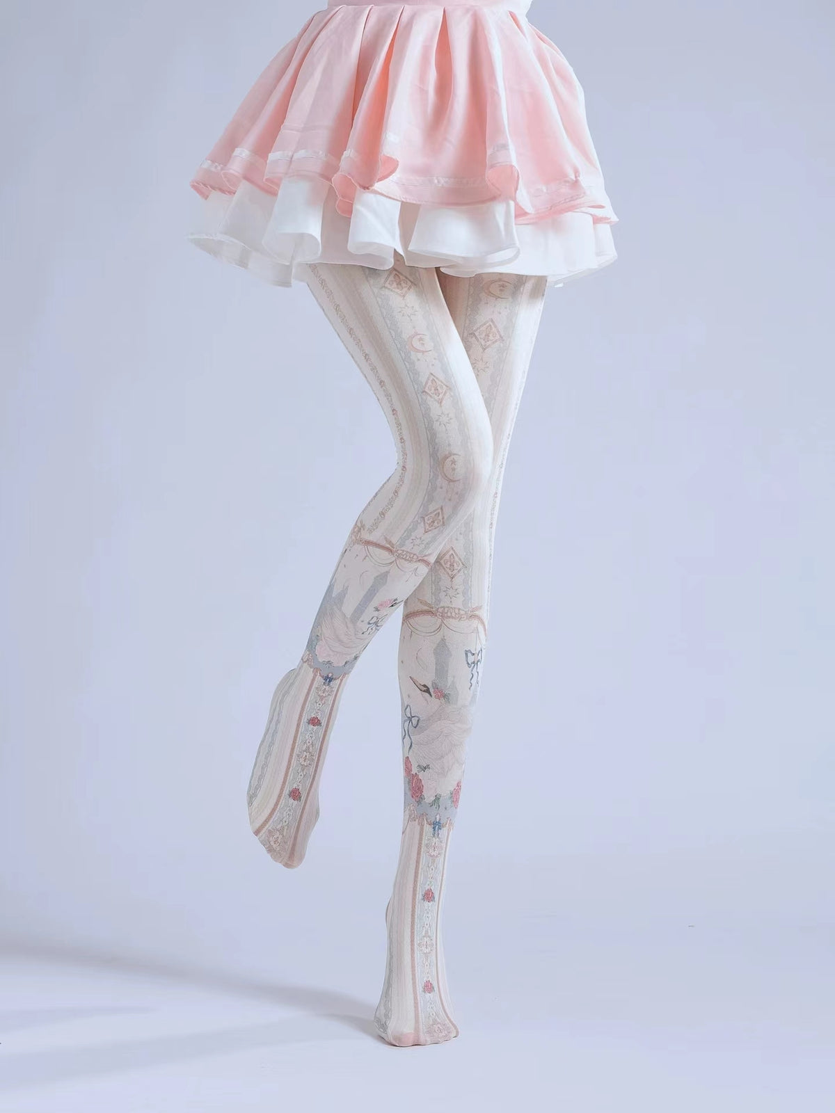 Lolita Dreamy Sweet Striped Print Velvet Leggings