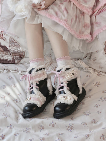 Snowflake fluffy lolita snow boots winter