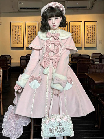 Sweet Pink Lolita Cape Dress