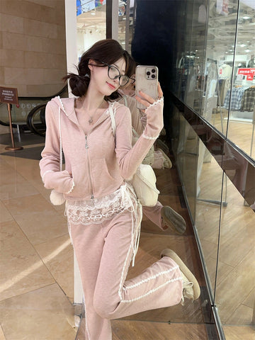 Double-end zipper waist long-sleeved hooded suit