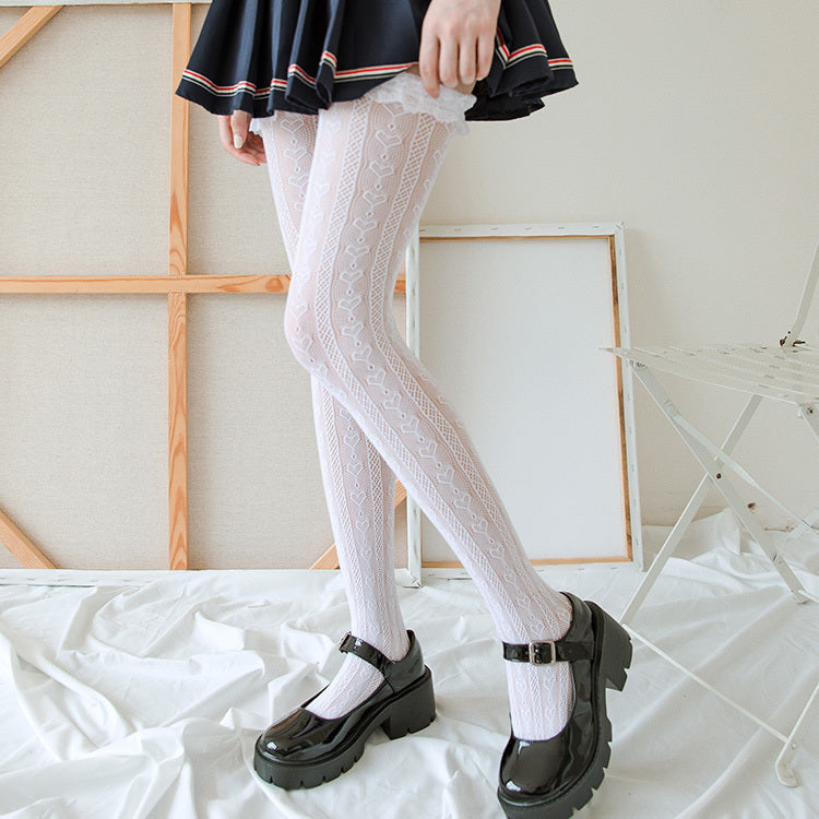 White Pure Desire Over-The-Knee Socks Thin Socks Jk Stockings Lolita Thigh High Socks - Jam Garden