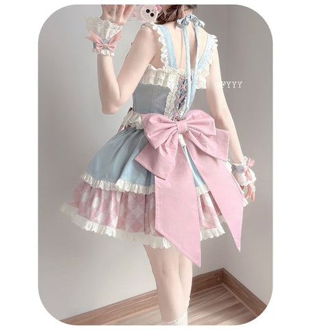 Sweetheart denim design lolita lace suspenders lolita sweet dress