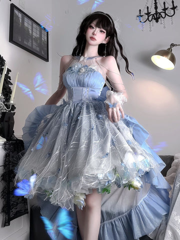 Moonlight gem trailing shiny big bow original lolita dress