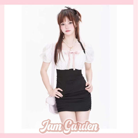 Black And White Color-Block Hip Skirt Sexy And Slim Design For Women In Summer - Jam Garden