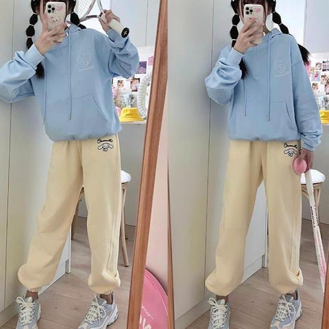 Japanese Cute Melody Pants Women's Winter Loose High-waisted Sports Pants