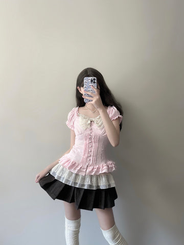 Pink whitening two-wear girl Japanese style suit