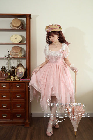 Lolita Large Square Neck Pink Rose Daily Dress