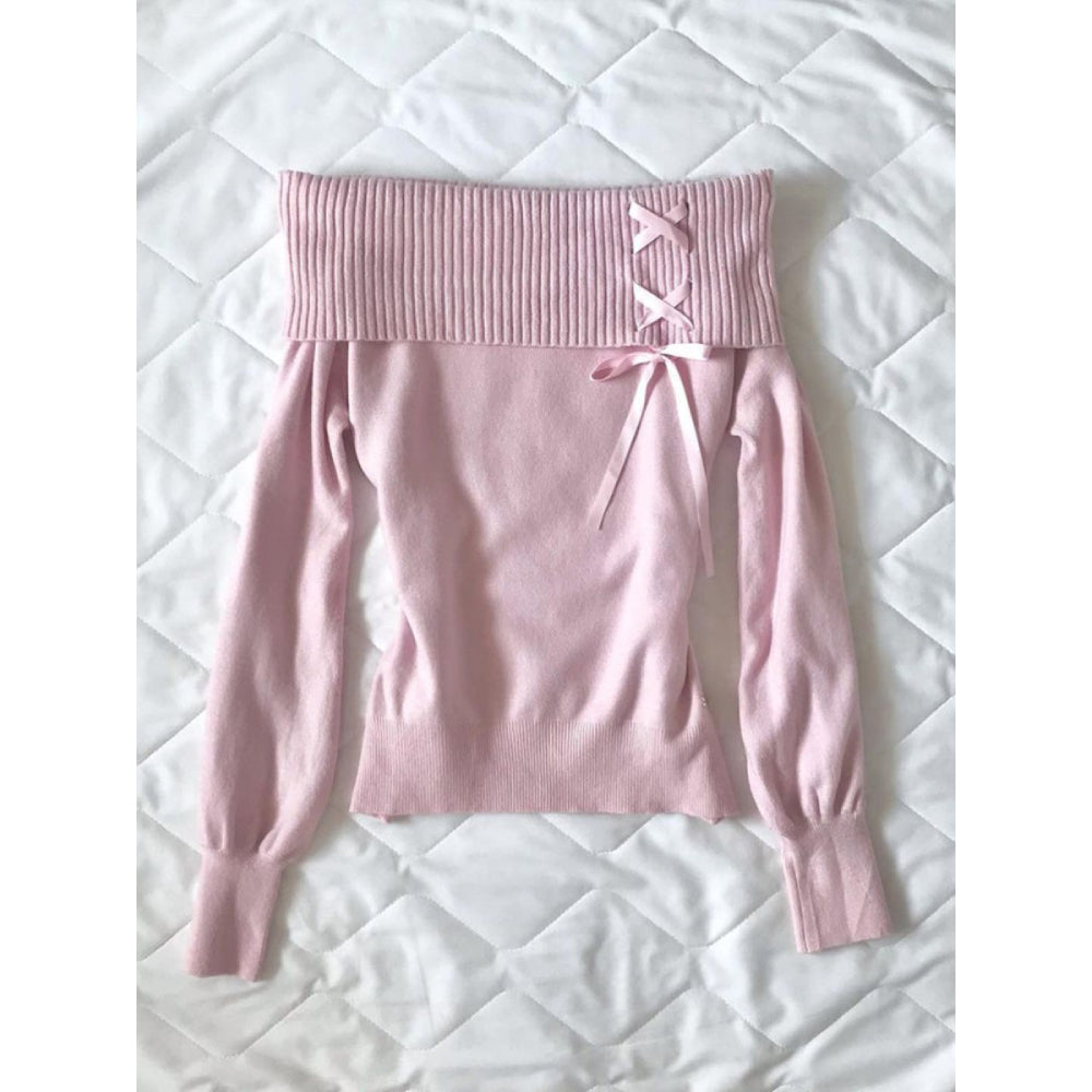 Original pink one-shoulder sweater