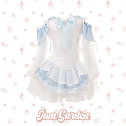 [Woman of Ice and Snow] Blue and White Dress+ Corset - Jam Garden