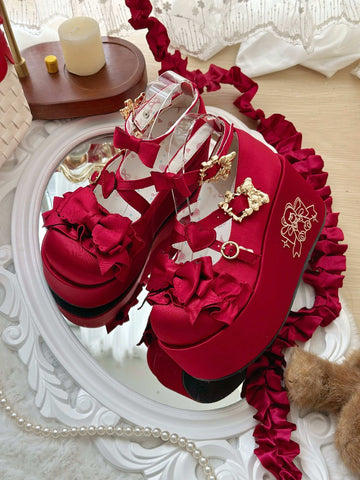 Platform-Soled Doll-Feel Satin Lolita Shoes