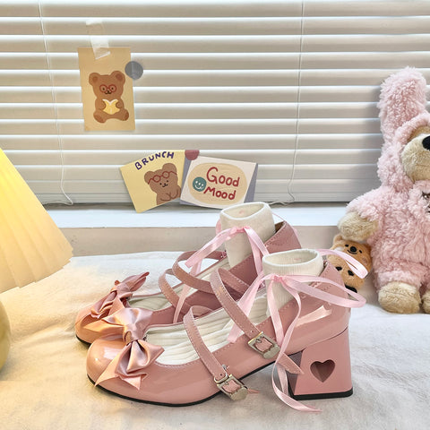Kawaii Lolita Sweet Cool Mary Jane Shoes with Butterfly Bow
