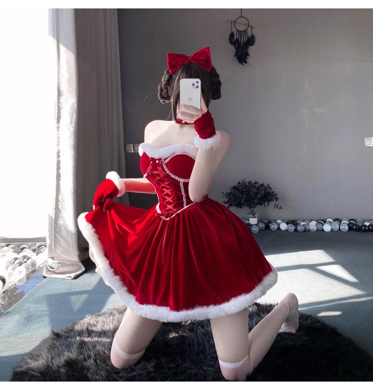 Sexy Christmas cosplay strappy dress