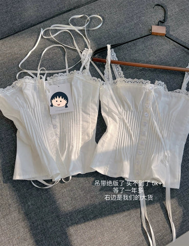 Lolita handmade designer suspenders white suspenders