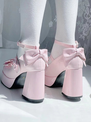 Lolita original bowknot thick heel high heels