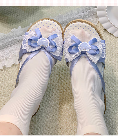 Japanese style bow thick-soled slippers